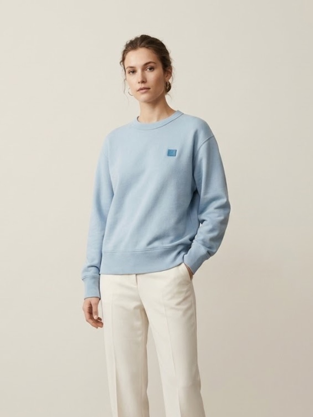 Acne Studios Unisex Fairview Face Sweatshirt in Powder Blue | Size XS